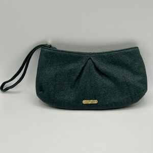 Brahmin Leather Wristlet Clutch Emerald Green Metallic‎ Evening Party Purse NWOT